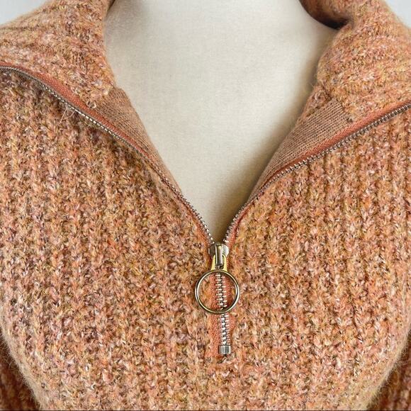 Sincerely Jules Woman's Sweater 1/4 Zip Wide Collar Medium Peach - Picture 5 of 7